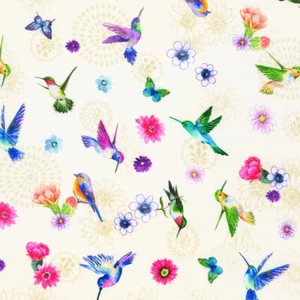 Desert Blooms Prints cotton quilt fabric Kaufman 21978-155 Stone Cactus Hummer - Picture 1 of 7