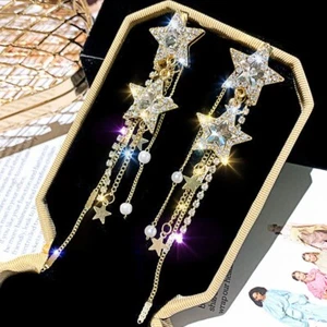 Pendientes de gota para mujer estrás fiesta pendientes borla perla joyería - Imagen 1 de 9