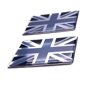 BRITISH FLAG 3D CAR EMBLEM SET (2) DECAL UNION JACK ENGLISH BRITAIN ENGLAND FLAG - Picture 1 of 9