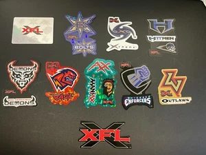 2001 Full Set of 10 XFL Football Team Stickers Reflective Prism Free Ship rare - Picture 1 of 12