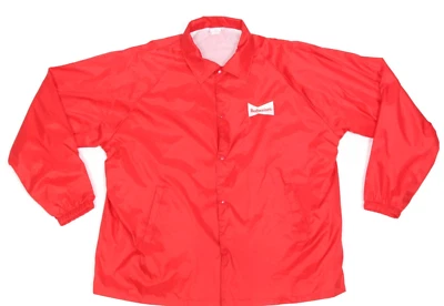 vtg BUDWEISER NYLON JACKET Beer Delivery Guy Uniform Patch Windbreaker sz M /837 - Image 1 of 4