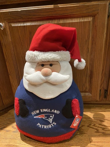 New England Patriots Plush Stuffed Santa pillow 6 time Super Bowl Champions 2 Ft Cover
