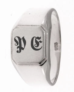 Siegelring Silber 925 rhodiniert Gravurring Größe 70 mit Gravur Wunschtext - Bild 1 von 7