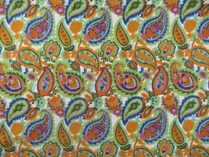 Vintage 60s Groovy Paisley Cotton Canvas Fabric 2.9 Yards - Picture 1 of 7