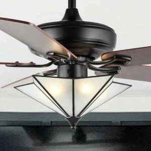 JONATHAN Y Ceiling Fan 52" Remote Farmhouse Rustic Iron Star Shade LED Black - Picture 1 of 7