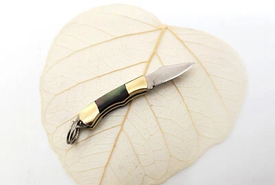 Cuchillo Miniatura 1" Dije Colgante Bolsillo Plegable Cuchillo Abulón Hueso Perla Foto 1 de 4