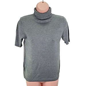 Mango Rollkragen Strick Top, Kurzarm Gr. M, grau - Bild 1 von 16