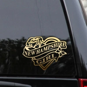 NEW HAMPSHIRE Girl Heart & Rose Home State Love Vinyl Decal Sticker - Picture 1 of 2