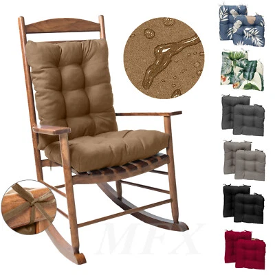 2Pcs Chair Cushions Set Rocking Chair Recliner Seat Back Pad Mat with Ties - Image 1 of 4