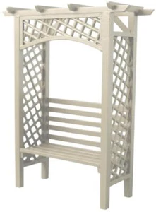 Dolls House White Wooden Arbour with Bench Miniature Garden Furniture 1:12 Scale - Picture 1 of 8