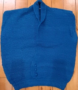 Himalayan Wool Hand Knit Sweater Vest Blue Authentic Vintage - Picture 1 of 9