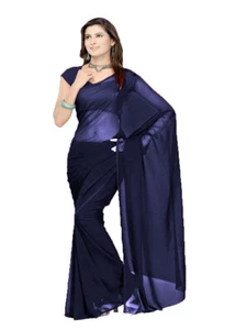 Chiffon Saree For Women & Girls Wedding Wear / Traditional Clothes Saree C26 - Picture 1 of 35