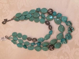 Chico's Faux TURQUOISE Multi-Strand Bib NECKLACE NWT - Picture 1 of 8