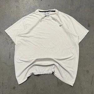 vintage y2k nike embroidered mini swoosh tshirt xl white black retro sportswear - Picture 1 of 5