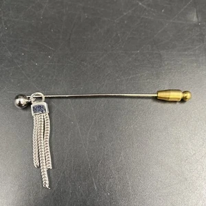 Vintage silberfarbene Quaste gerade Hut Stecknadel formell Retro modern Kugelkette - Bild 1 von 6