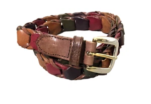 Leather Braided Belt Small  Multicolor Rainbow Women's 30 - Bild 1 von 8
