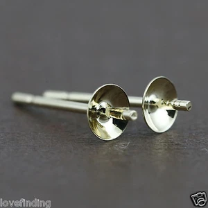 Pendientes con tapa de perlas de oro amarillo macizo de 18 quilates genuinos - 5 mm - Imagen 1 de 5