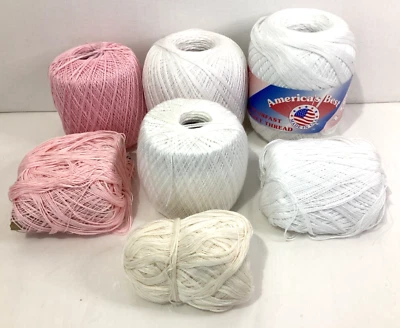 Crochet Yarn lot - polyester/ Cotton White/Pink/Vanilla 1.10 lbs - Image 1 of 3