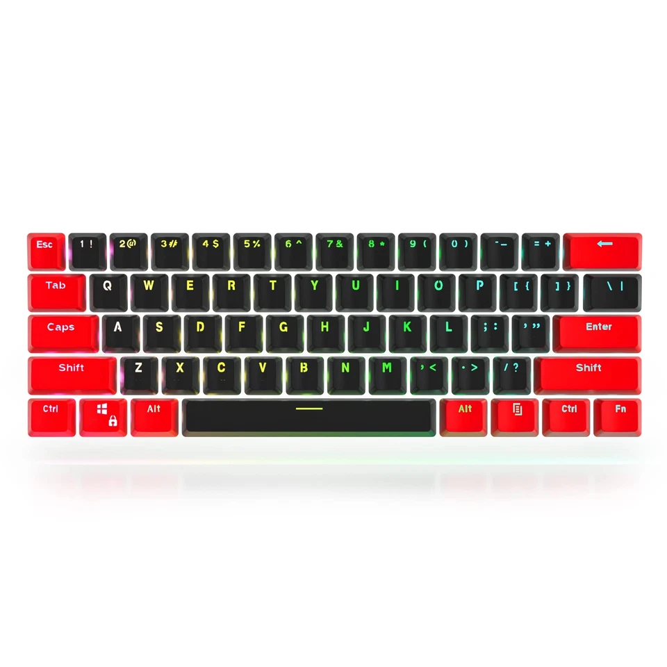 GTSP Red and Black Keycaps 60% Percent PBT Key Cap Set with 6.25U Space Key f... - Image 1 of 4