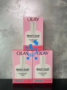 3 x 200ml Olay Beauty Fluid Face Neck & Body Sensitive Skin Moisturiser - Picture 1 of 3