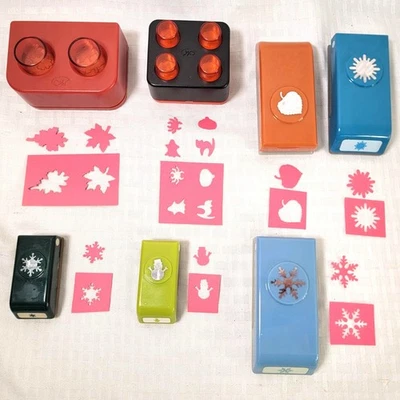 Creative Memories Paper Punch lot - leaf, snowman, snowflake, splat, halloween - Image 1 of 4