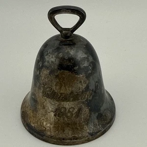 Vintage Reed & Barton Silver Plated  1981 Christmas Hanging Bell 3"H x2.5"D - Picture 1 of 4