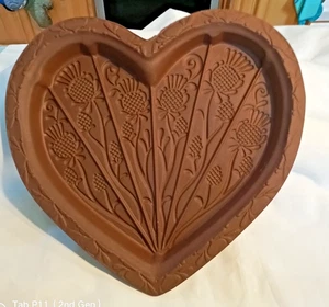 Vintage 1989 Hartstone Keramik 10" Distel Herz braun Shortbread Keksform - Bild 1 von 4