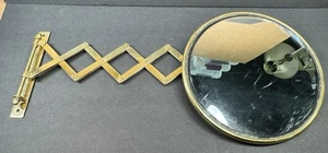 Vintage Brass Accordion Wall Mount Swivel Mirror Extending Arm - Picture 1 of 15