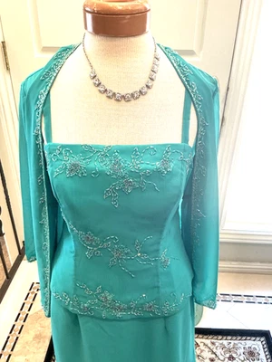 CASSANDRA  STONE NEW Mothers social occasion formal Long dress JADE chiffon  10 - Image 1 of 4