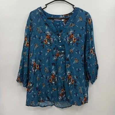 Blusa Mujer Laura Scott Floral Azul Talla 2X Foto 1 de 4