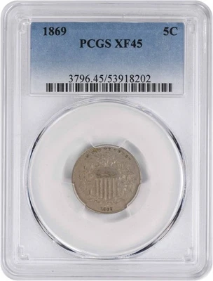 1869 Shield Nickel EF45 PCGS - Image 1 of 2
