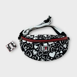 Brighton Endless Love Hearts Black Red Fanny Pack Belt Bag Purse - Picture 1 of 6