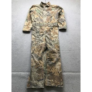 Vintage Walls Blizzard Pruf Quilted Hunting Coveralls Pants Boys 14 Green Tan - Picture 1 of 12