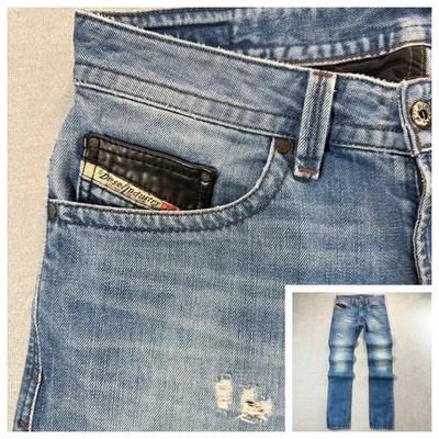 Diesel Thavar Jeans Men 29x34 Slim Skinny 3D Faded Distressed Leather Coin 0663E - Image 1 of 4