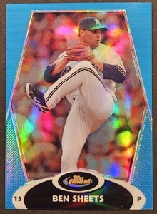 Topps Finest Blue Refractor #28 2008 Ben Sheets SP/299 Milwaukee Brewers - Imagen 1 de 2