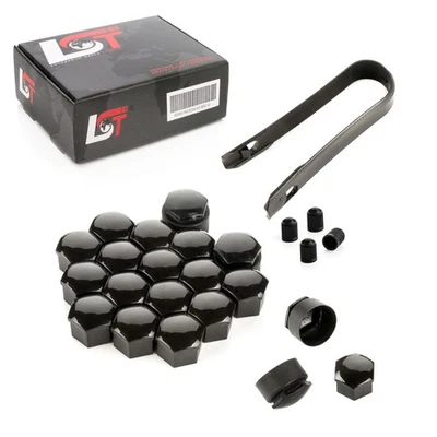 20 uds llantas tornillos rueda tapas 17 mm negro brillante antirrobo para PORSCHE Foto 1 de 4