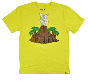 Hurley Big Boys S/S Yellow Volcano Design Top Size 14/16 18/20 $18 - Picture 1 of 1
