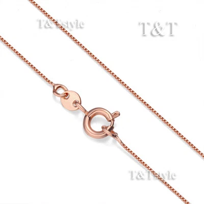 Collar de cadena de caja llena de oro rosa de 9 quilates T&T de 0,7 mm (CF103) Foto 1 de 2