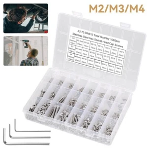 1080x Edelstahl Sechskantschrauben Schrauben Muttern Sortiment Set M2 M3 M4 - - Bild 1 von 12
