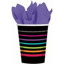Party On Black Modern Stripes Polka Dot Adult Birthday Party 9 oz. Paper Cups