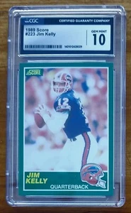 1989 Score Football Jim Kelly #223 Buffalo Bills CGC 10 - Picture 1 of 2