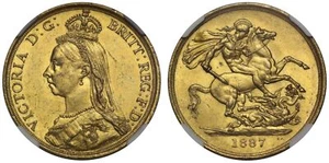 Victoria 1887 Two-Pounds MS60, Golden Jubilee issue, smaller date - Picture 1 of 1