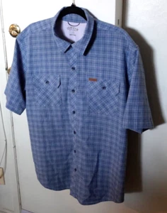Men's Orvis Short Sleeve Button Up Shirt Size XL Plaid Blue Logo On Pocket - Picture 1 of 15