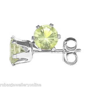 5mm ROUND FACETED GENUINE LEMON QUARTZ 925 STERLING SILVER STUD EARRINGS - Picture 1 of 1