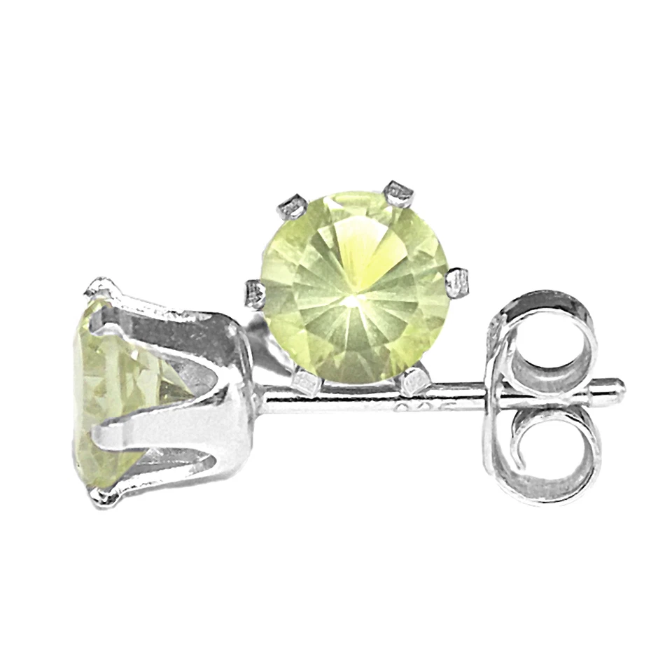 PENDIENTES REDONDOS FACETADOS CUARZO LIMÓN GENUINO PLATA ESTERLINA 925 5mm Foto 1 de 1