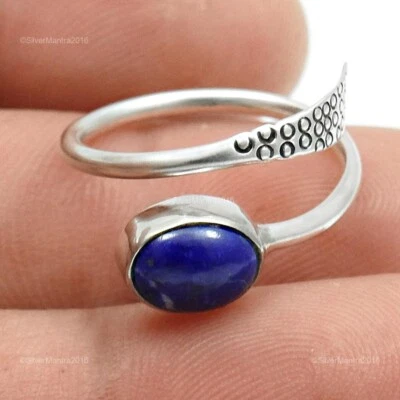 Lapislazzuli Gemma 925 Argento Sterling Massiccio Natale Regalo Misura Anello 6 - Immagine 1 di 4