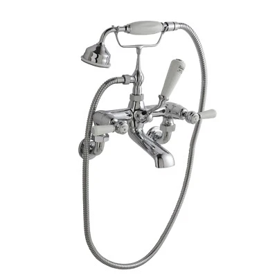 Hudson Reed White Topaz Wall Mounted Bath Shower Mixer Tap with Lever Handle