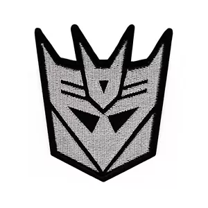 Transformers Silver Decepticon Logo Embroidered Iron-On Patch - Picture 1 of 2