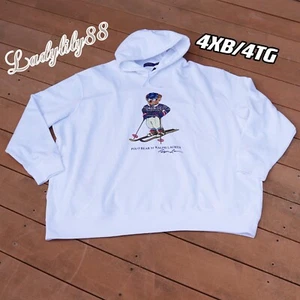 4XB POLO RALPH LAUREN Big & Tall Fleece White SKI BEAR Pullover Hoodie NWT $188 - Picture 1 of 8