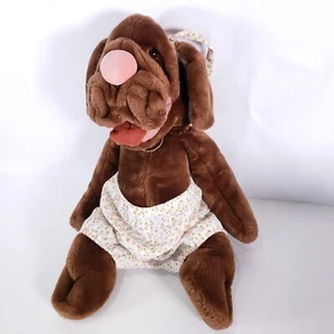 Marioneta de peluche marrón vintage “arrugas” perro cachorro años 80 juguete The Heritage Collection - Imagen 1 de 12